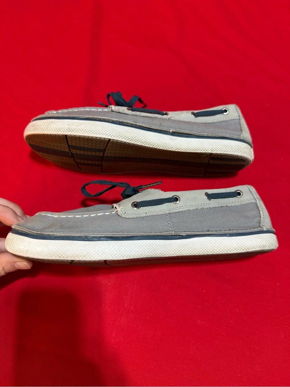 Sperry Two-Tone Gray and Beige Canvas Boat Shoes